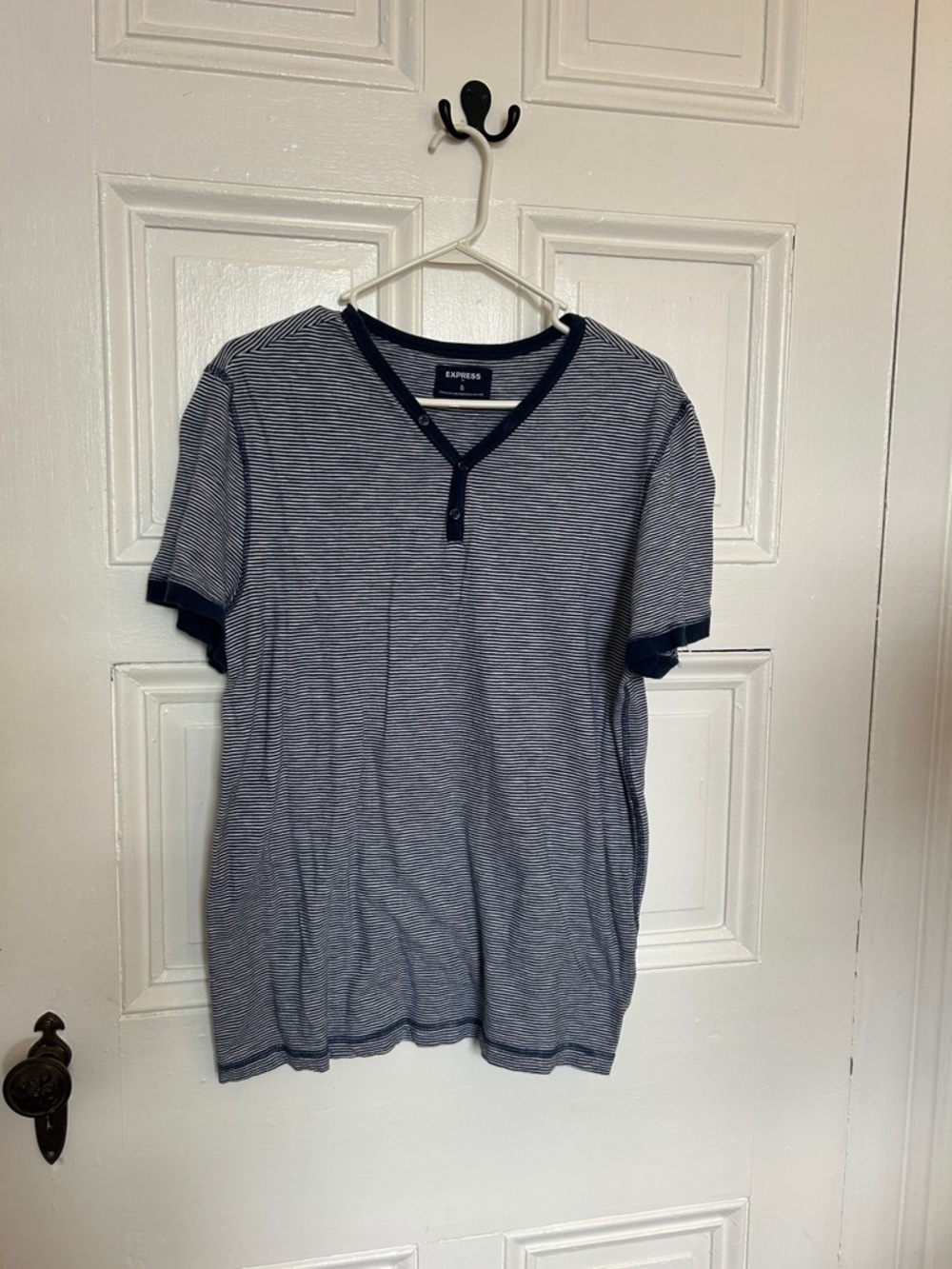 Men’s Express Blue and White Henley T-shirt